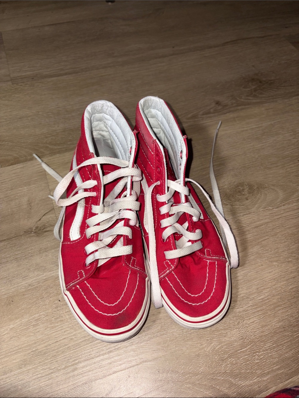 Vans Red High-Top Sneakers with White Stripe
